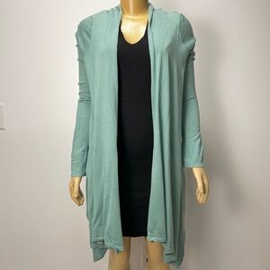BCBGMaxAzria Light‎ Aqua blue Green Silk Wool Drape Sweater Cardigan Size M/L
